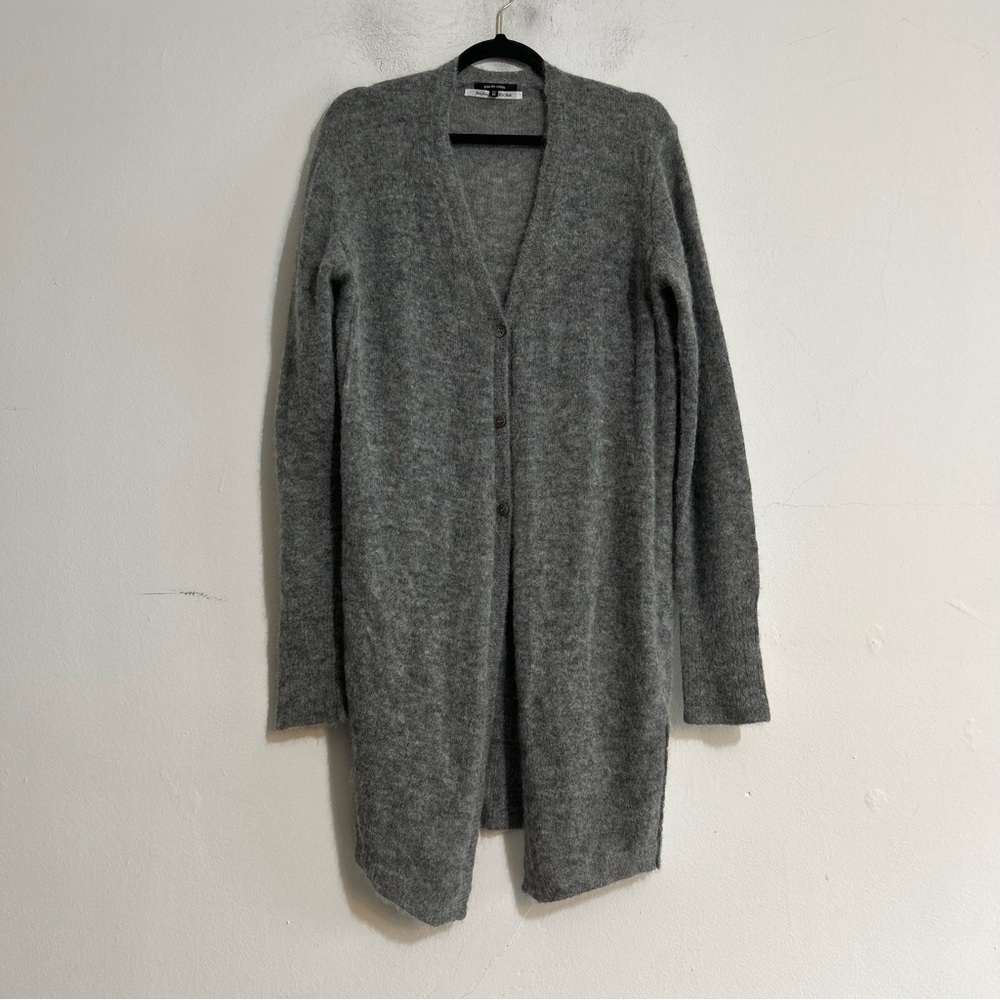 Pas de Calais Alpaca Blend Grey Fuzzy Cardigan Sweater Quiet Luxury Minimalist